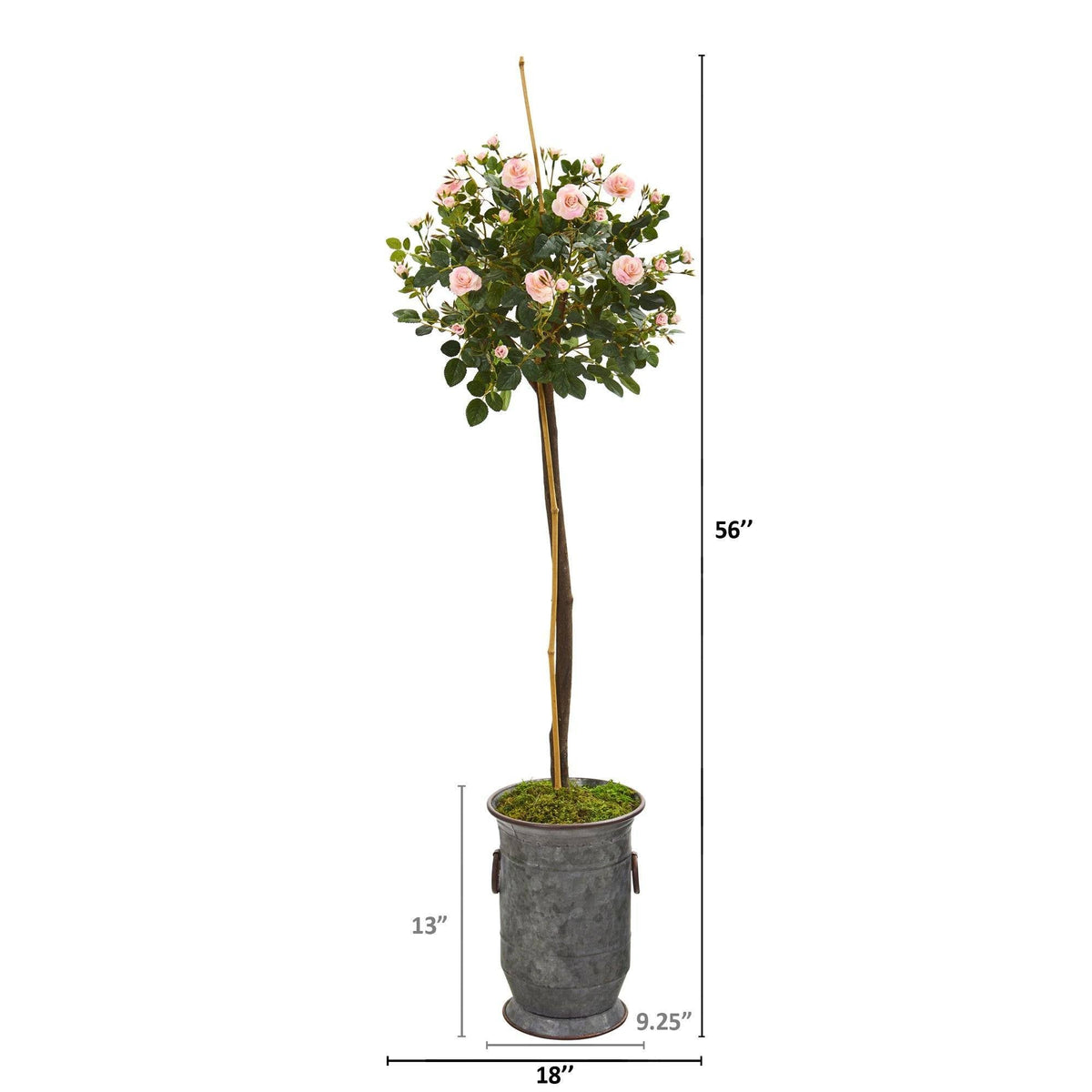 56” Rose Topiary Artificial Tree in Vintage Metal Planter, photo 2 of 2