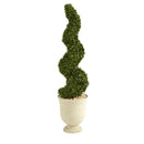 56” Spiral Hazel Leaf Artificial Topiary Tree in Decorative Urn