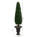 57” Boxwood Topiary Artificial Tree in Charcoal Urn UV Resistant (Indoor/Outdoor)