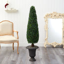 57” Boxwood Topiary Artificial Tree in Charcoal Urn UV Resistant (Indoor/Outdoor)