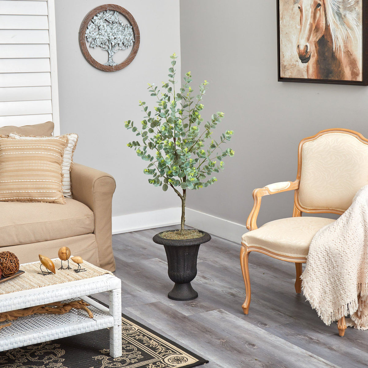 57” Eucalyptus Artificial Tree in Charcoal Urn, photo 3 of 3