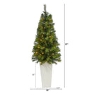 57” Green Valley Pine Artificial Christmas Tree with 100 Warm White LED Lights and 201 Bendable Branches in Tall White Planter