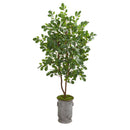 57” Oak Artificial Tree in Vintage Metal Planter