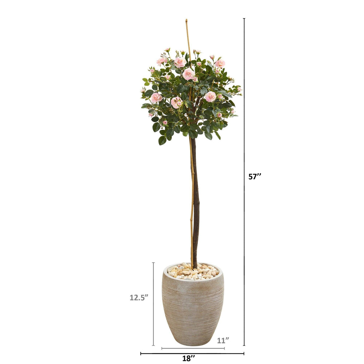 57” Rose Topiary Artificial Tree in Sand Colored Planter, photo 2 of 2