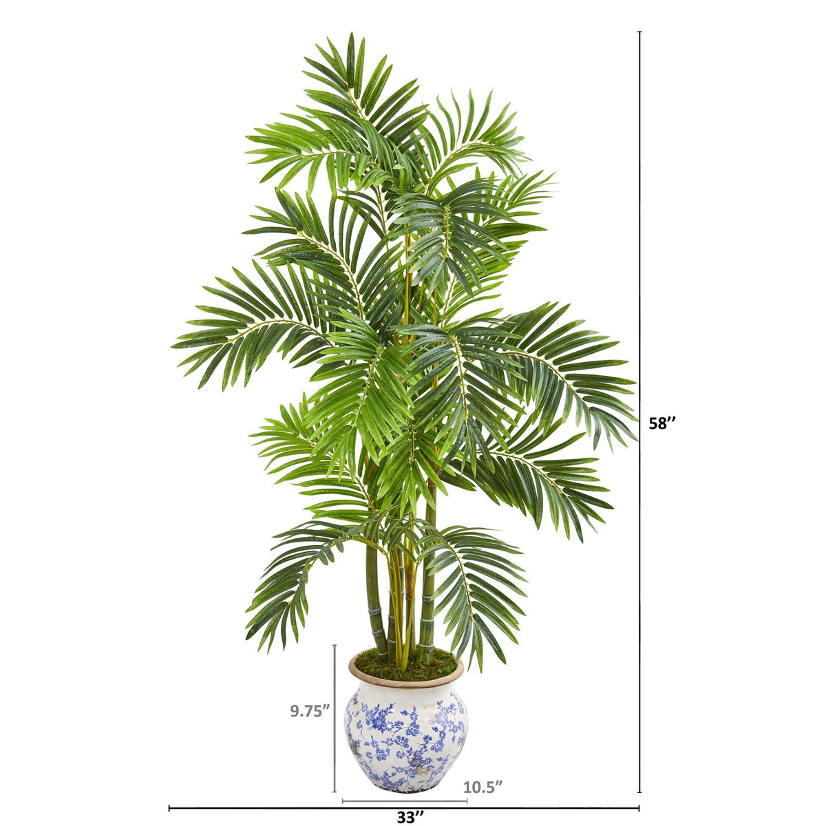 58” Areca Palm Artificial Tree in Floral Planter, photo 2 of 2