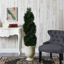 58” Double Pond Cypress Spiral Topiary Artificial Tree in Planter (Indoor/Outdoor)