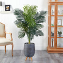 58” Golden Cane Artificial Palm Tree in Gray Tri-Pod Planter