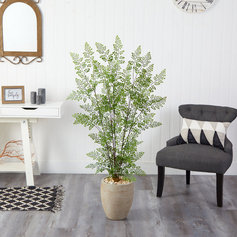 58” Ruffle Fern Artificial Tree in Sand Colored Planter, photo 3 of 4