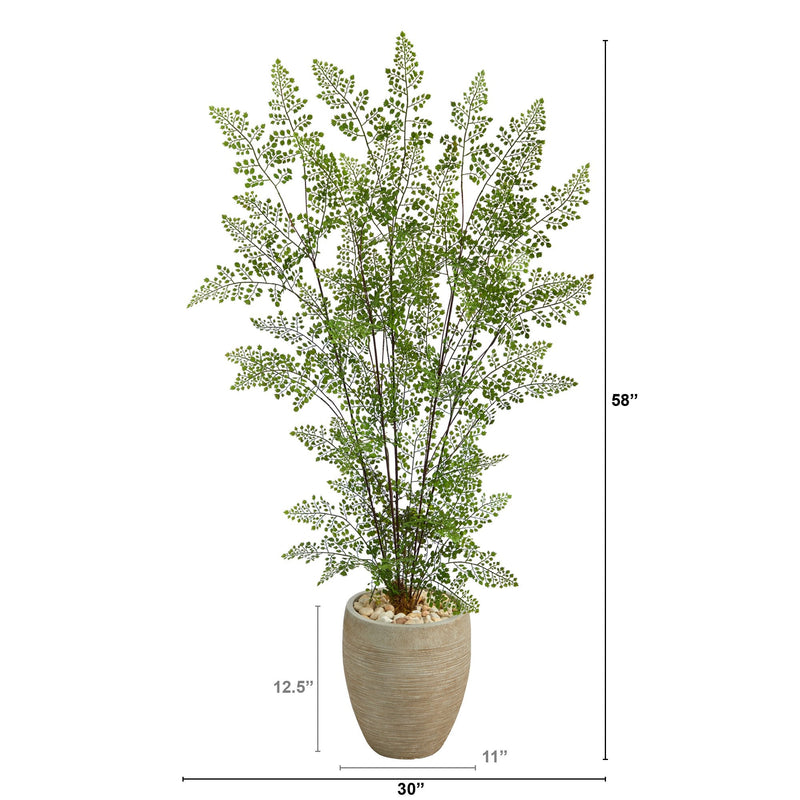 58” Ruffle Fern Artificial Tree in Sand Colored Planter, photo 2 of 4