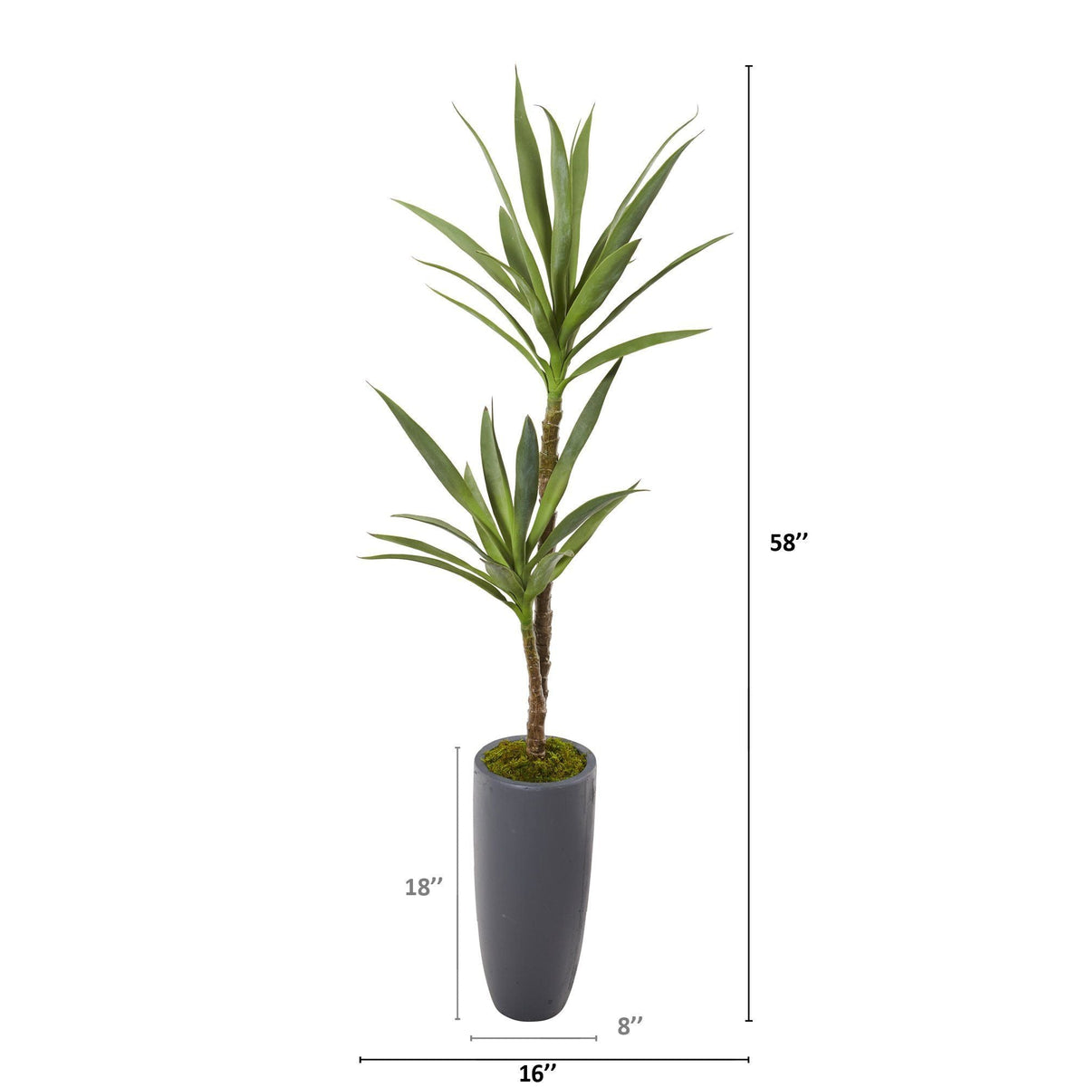58” Yucca Artificial Plant in Gray Planter, photo 2 of 2