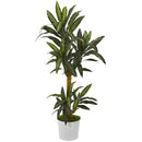 59” Yucca Artificial Plant in White Tin Planter