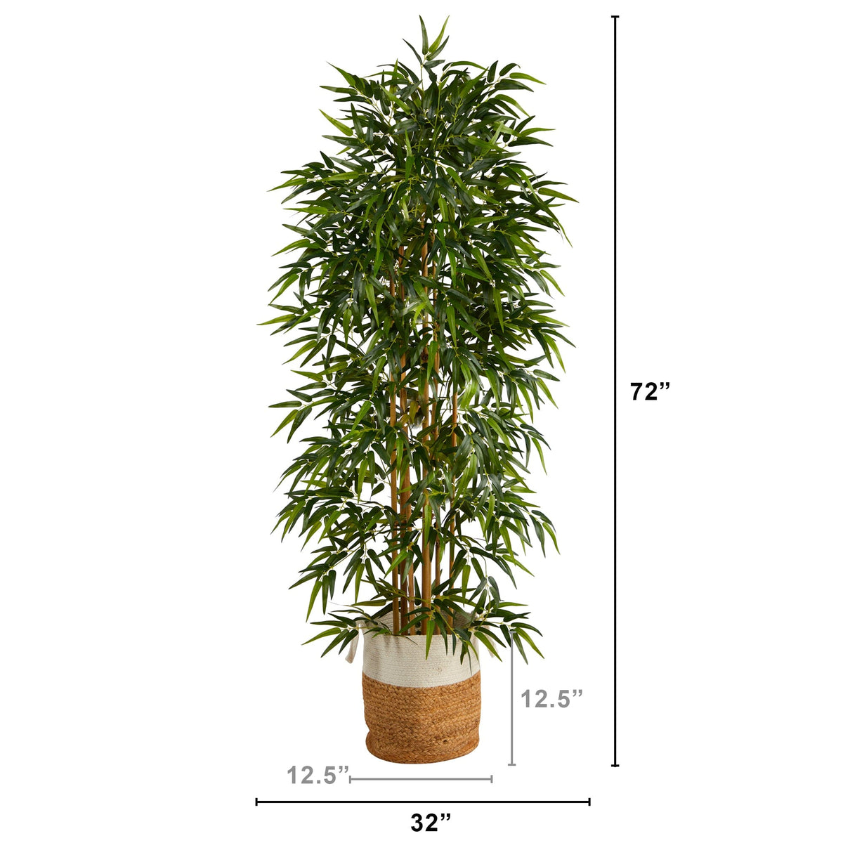 6' Artificial Bamboo Tree with Handmade Jute & Cotton Basket, photo 3 of 4