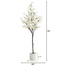 6’ Artificial Cherry Blossom Tree with White Decorative Planter