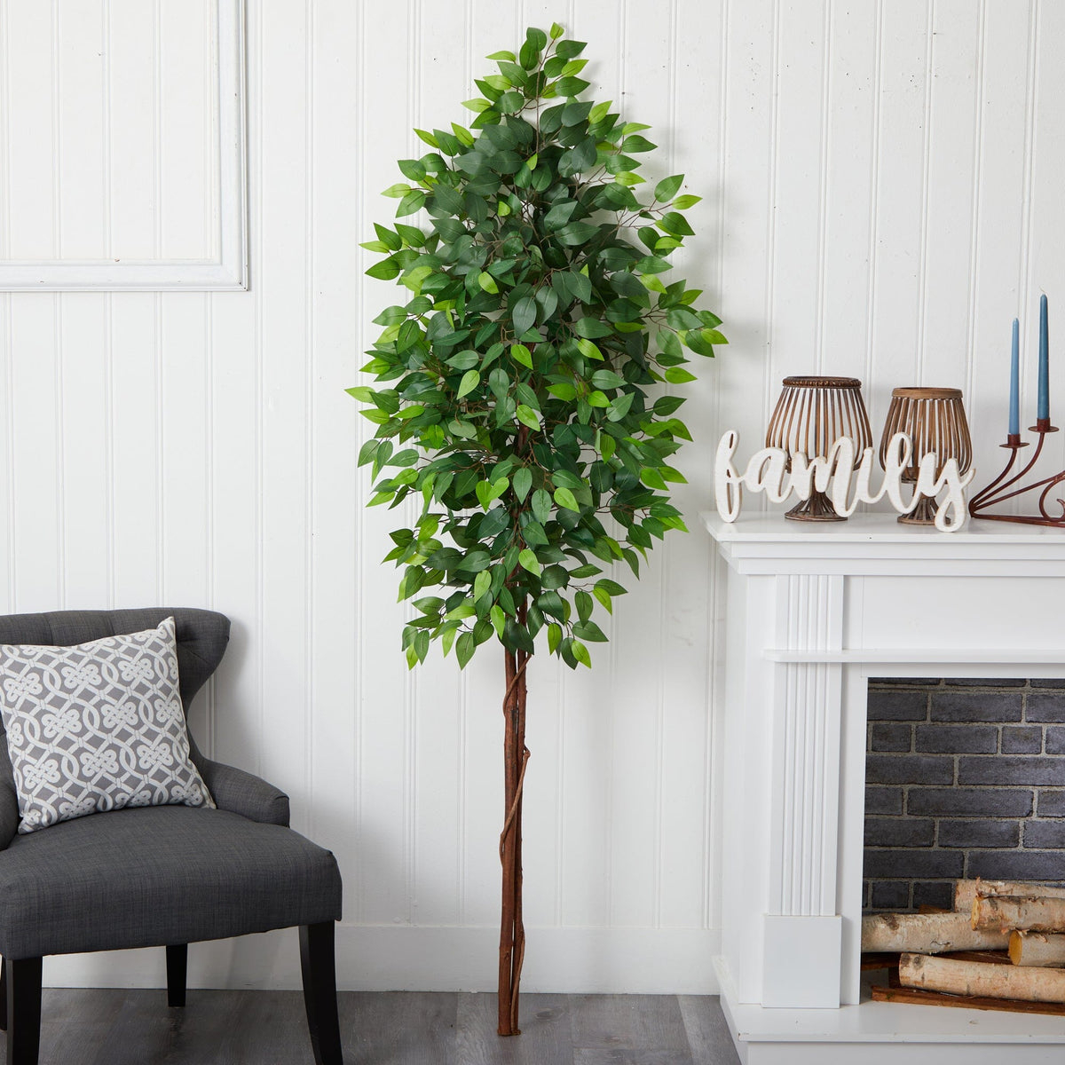 6’ Artificial Double Trunk Ficus Tree (No Pot), photo 2 of 4