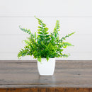 6” Artificial Mixed Botanical Plant in White Square Pot - Set of 4