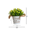 6" Artificial Mixed Button Pom Plant in Rustic Flowers & Garden Planter -Set of 3