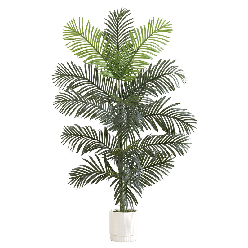 6’ Artificial Paradise Palm with White Decorative Planter