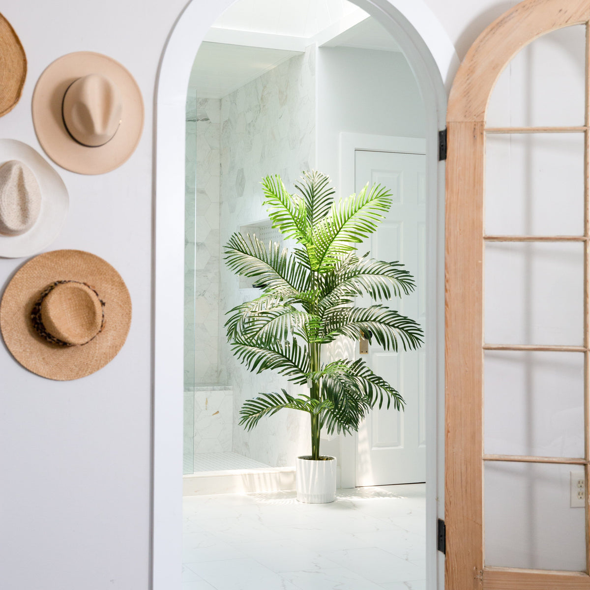 6’ Artificial Paradise Palm with White Decorative Planter, photo 4 of 7