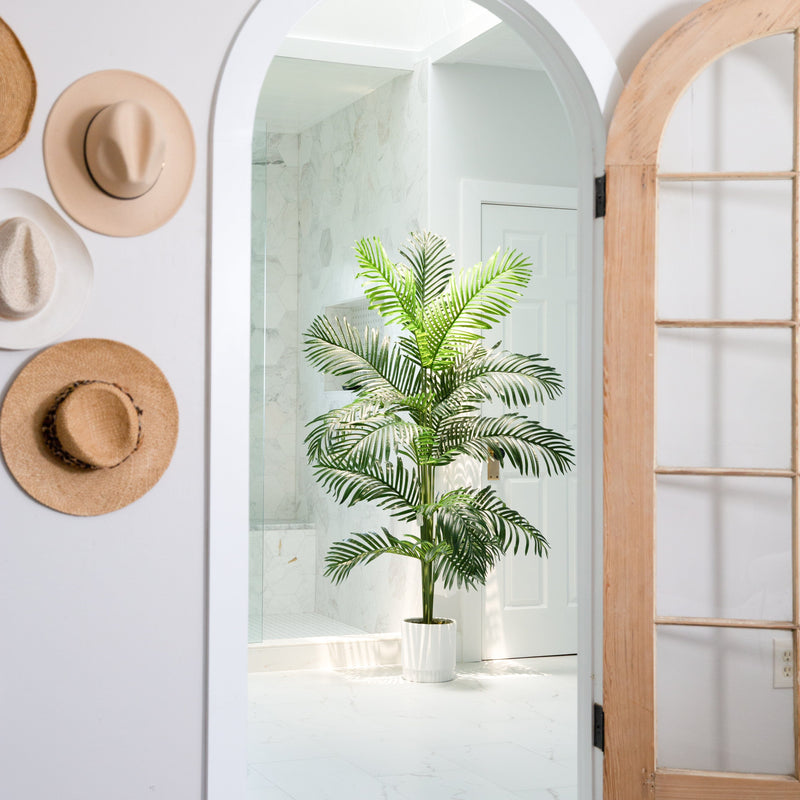 6’ Artificial Paradise Palm with White Decorative Planter