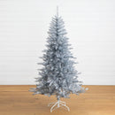 6' Artificial Silver Christmas Tree with 300 Cool White LED Lights