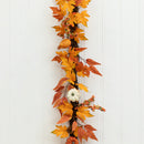6’ Assorted Autumn Maple Leaves, Pumpkins, Gourds, Berries and Pinecone Artificial Fall Garland by Nearly Natural
