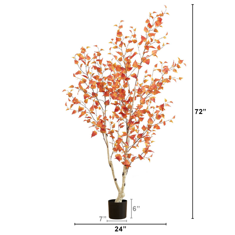 6’ Autumn Birch Artificial Fall Tree, photo 5 of 6