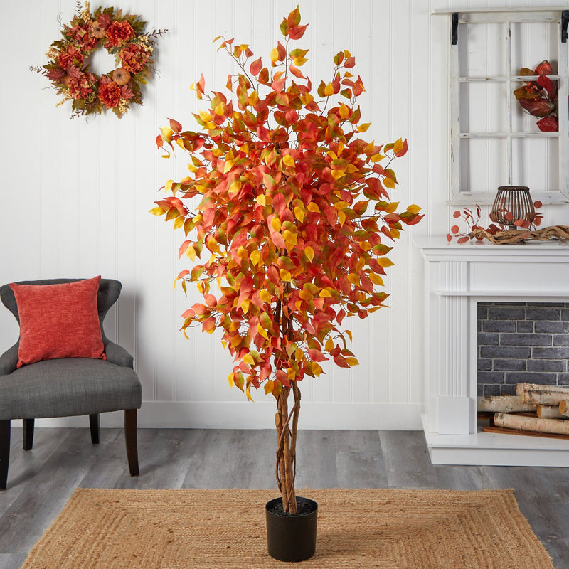 6’ Autumn Ficus Artificial Fall Tree, photo 3 of 3