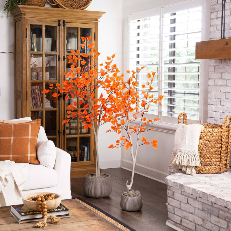6’ Autumn Paper Birch Artificial Fall Tree, photo 4 of 6