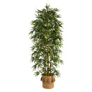 6' Bamboo Artificial Tree with 1024 Bendable Branches in Handmade Natural Jute Planter with Tassels
