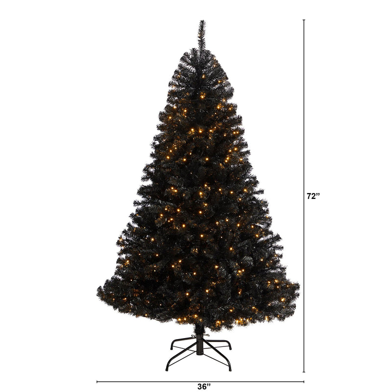 6’ Black Artificial Christmas Tree with 400 Clear LED Lights and 1036 Tips, photo 2 of 12