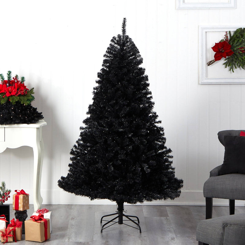6’ Black Artificial Christmas Tree with 400 Clear LED Lights and 1036 Tips, photo 9 of 12