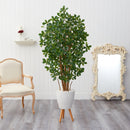 6’ Black Olive Artificial Tree in White Planter with Stand