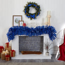 6' Blue Artificial Christmas Garland with 50 Warm White Lights