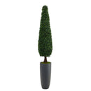 6’ Boxwood Topiary Artificial Tree in Gray Planter (Indoor/Outdoor)