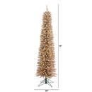 6’ Champagne Pencil Artificial Christmas Tree with 300 (multifunction) Clear LED Lights and 518 Bendable Branches