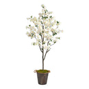 6’ Cherry Blossom Artificial Tree in Decorative Metal Pail with Rope