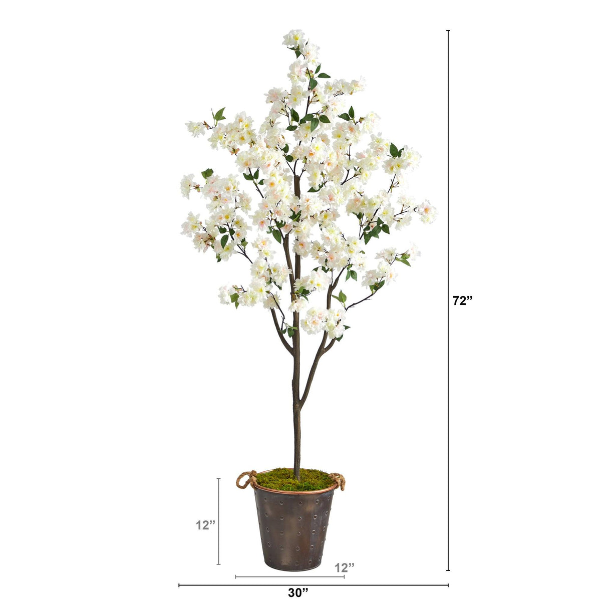 6’ Cherry Blossom Artificial Tree in Decorative Metal Pail with Rope, photo 2 of 4