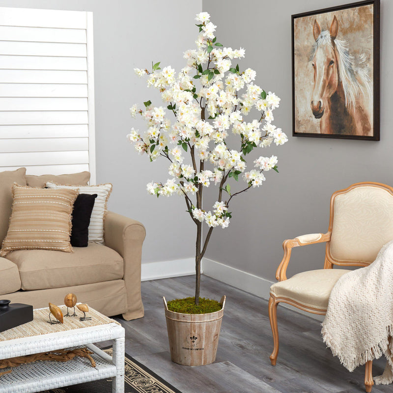 6’ Cherry Blossom Artificial Tree in Farmhouse Planter, photo 4 of 4