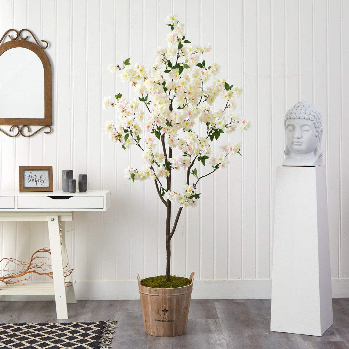 6’ Cherry Blossom Artificial Tree in Farmhouse Planter, photo 3 of 4