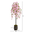 6' Cherry Blossom Artificial Tree in Ribbed Metal Planter