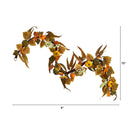 6’ Fall Green and Orange Assorted Pumpkin and Gourds with White Berries Artificial Autumn Garland