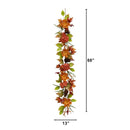 6’ Fall Ranunculus, Hydrangea and Berries Autumn Artificial Garland by Nearly Natural
