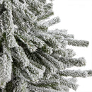 6’ Flocked Long Vermont Pine Tree with 758 Branches and 250 LED Lights in Decorative Planter