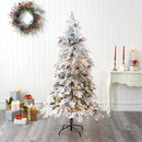 6' Flocked Montana Down Swept Spruce Artificial Christmas Tree with 250 Clear LED Lights
