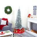 6’ Flocked Pencil Artificial Christmas Tree with 438 Bendable Branches