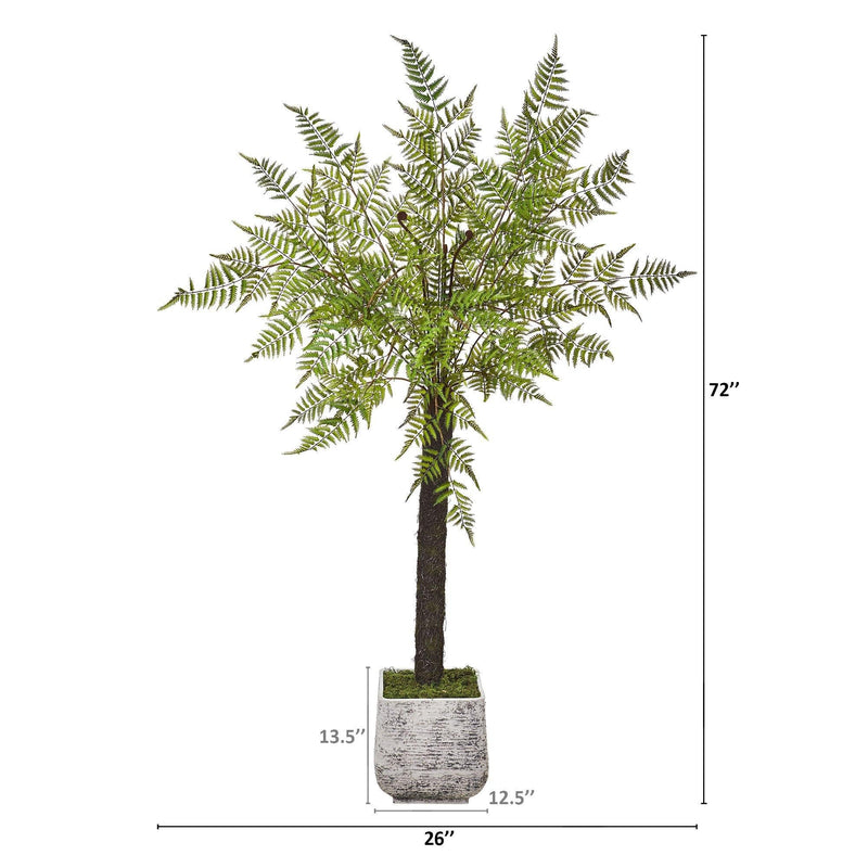 6’ Forest Fern Artificial Tree in White Planter, photo 2 of 2