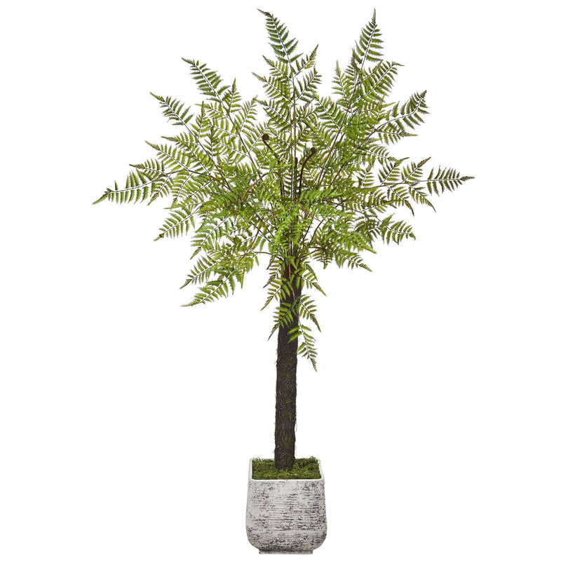 6’ Forest Fern Artificial Tree in White Planter