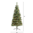 6’ Frosted Swiss Pine Artificial Christmas Tree with 300 Clear LED Lights and Berries