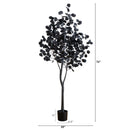 6' Pre-Lit Artificial Halloween Black Eucalyptus Tree with 300 Orange & Purple LED Lights