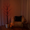6'  Pre-Lit Artificial Halloween Twig Tree with 480 Orange & Purple LED Lights